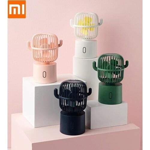 For New Portable Mini Electric Fans Cactus Shaking Head Fan 3 gears USB Chargeing Silent Electric Fan For Home Office