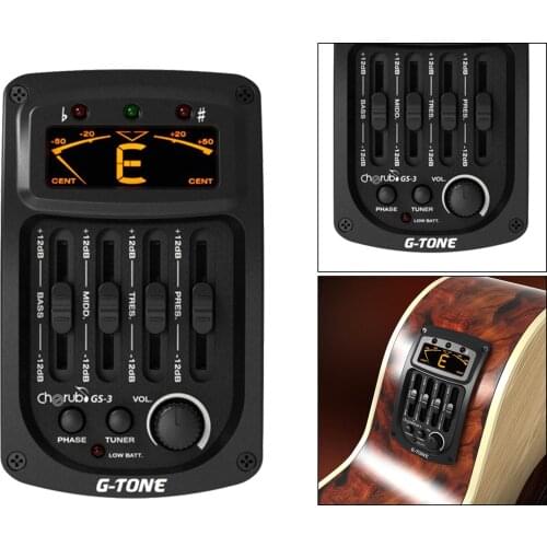 Folk Guitar Preamp 4 Band Equalizer Tuner Piezo Pickup System with LCD Screen Display
