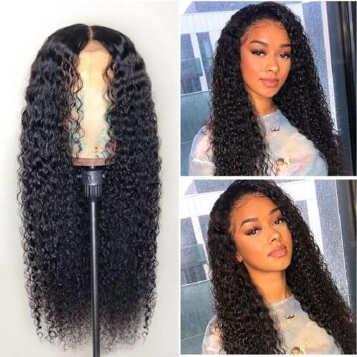 Hairmoda 32 Inch 13x6x1 T Part Lace Wigs Human Hair Brazilian Kinky Curly Wave Deep Part 4x4 lace Closure Wigs For Women 150