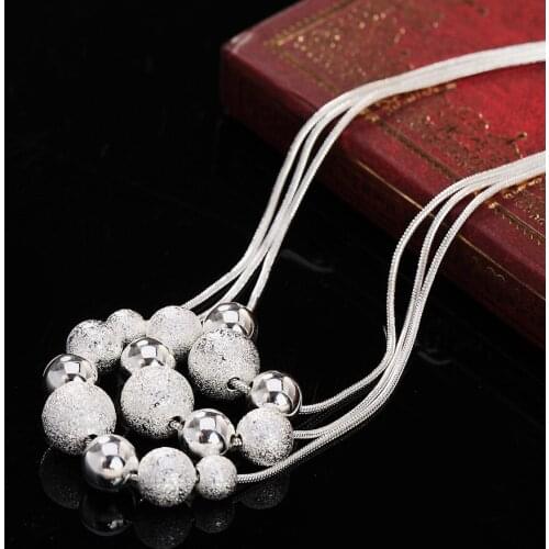 Beautiful Girls Necklace Silver Plated Fashion Necklace Wholesale Elegant Bead Chain Pendant Necklaces for Women