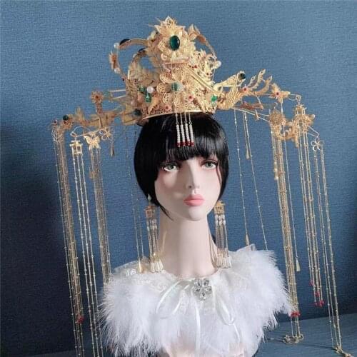 By EMS beautiful empress hair crown model head wear ancient queen cosplay hair accessories stage performance photography