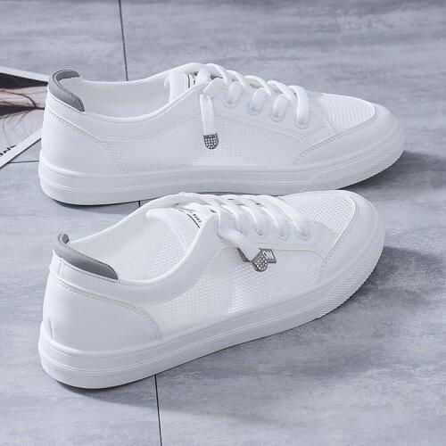 Womens Vulcanize Shoes Casual Sneakers Spring Summer Breathable Flats Solid Color Mesh Shoes Fashion White Shoes Flat Sneakers