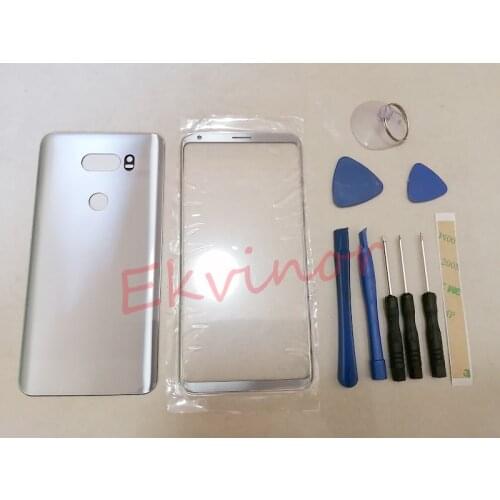 Battery cover back cover rear glass door cover + front touch screen glass outer lens for LG V30 H930 H931 H932 + free tool