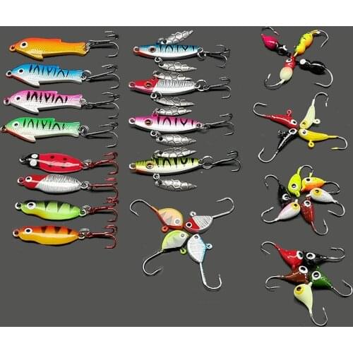 36pcs Spinner/Artificial/Hard/Spoon Bait Lot Metal Jig Head Winter/Ice Fishing Lure/Hook/Tackle/Balancer/Wobbler For Pike/Fish
