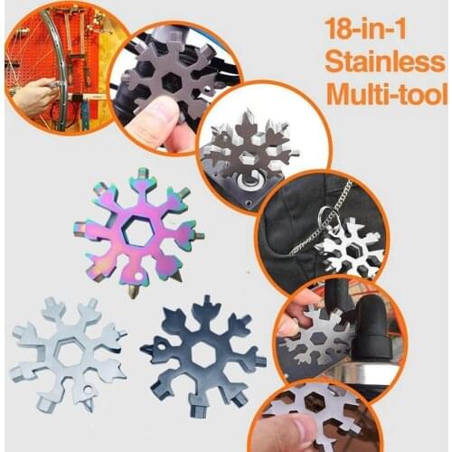 18 In 1 Snowflake Tool Card Multifunction Screwdriver Wrench Outdoor Stainless Steel Bottle Opener Camping Outdoor Survive Tools