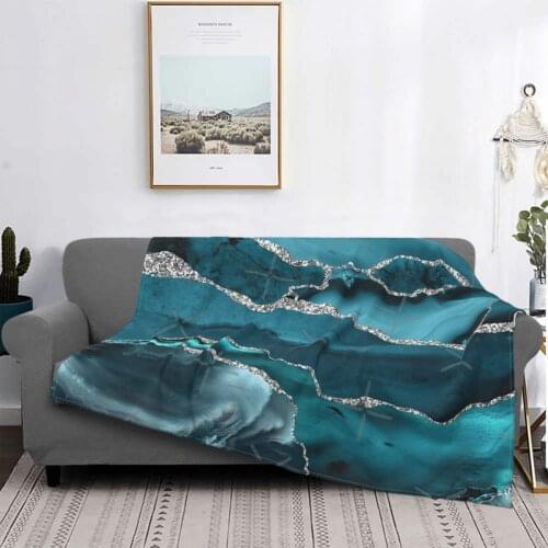 Trend Turquoise Marble Textures Throw Blanket Hedging Hooded Fleece Love Blanket Double Hoodie Blanket Plaid Big Mesh