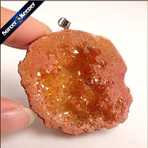 Irregular Natural Stone Pendulum Gold Plating Rainbow Crystal Druzy Pendants Sparkling Charms Necklace For Jewelry Making YS0003