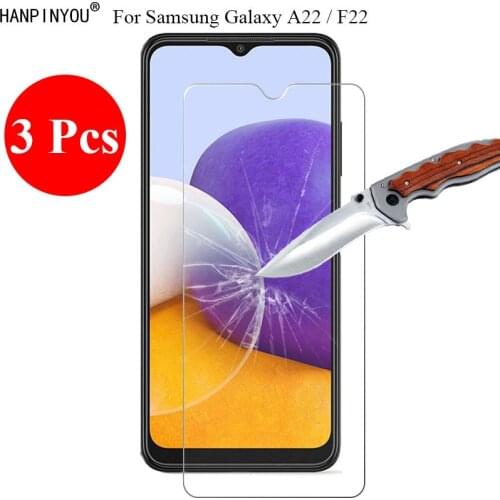 3 Pcs/Lot New 9H 2.5D Tempered Glass Screen Protector For Samsung Galaxy A22 5G / 4G / F22 Protective Film + Clean Tools