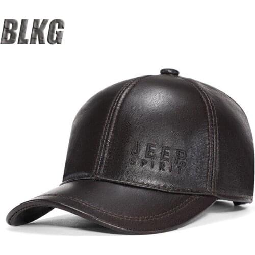 Autumn Winter Genuine Leather Baseball Cap Men Sheepskin Dad Hat Adjustable Size Caps For Men Casquette Homme Brand Basball Caps