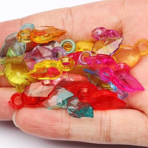 30pcs/Lot 22x10mm Colorful Mixed transparent Leaf Acrylic Spacer Beads For Jewelry Making DIY Necklace Bracelet Accessories