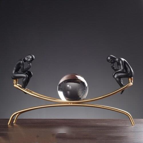 European style modern home model House Hotel Club soft decoration Crystal metal stainless steel bronze thinker figure decoration