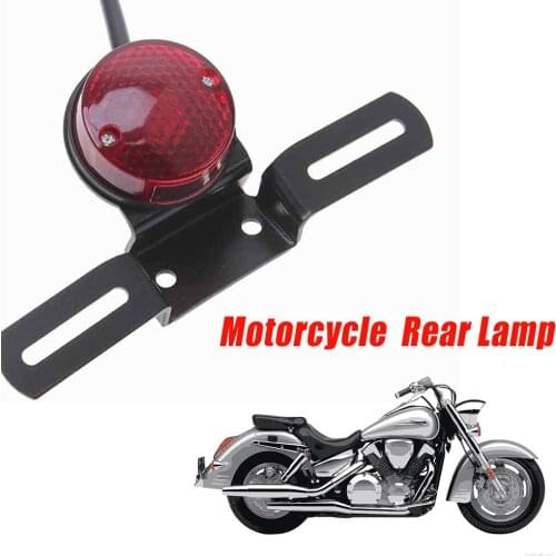 1Pcs 12V Motorcycle LED Retro Red Rear Tail Brake Stop Light Lamp W/ License Plate Mount for Harley Honda Suzuki Chopper Bobber