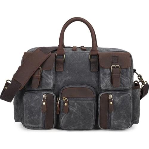 Men Fashion Waterproof Canvas Messenger Bag Laptop Satchel Shoulder Bag Bookbag with Detachable Strap Briefcase Male Big Handbag