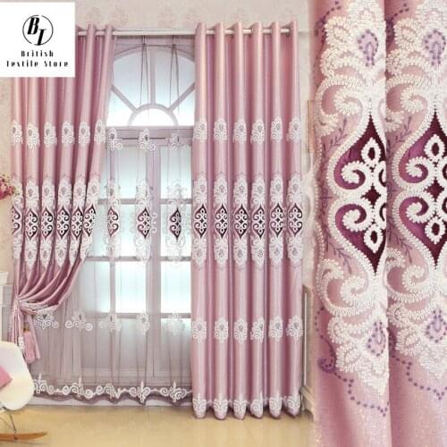 European-style high-end embroidered curtains living room dining room bedroom blackout curtains floor-to-ceiling curtains