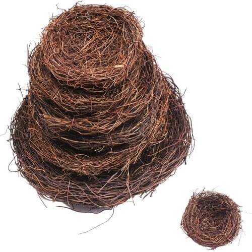8-25cm Vintage Round Rattan Bird Nest Handmade Craft Vine Simulation Bird Nest Easter Egg Decor Props Home Garden Window Display