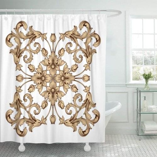 Vintage Baroque Retro Pattern Antique Acanthus Filigree You Shower Curtain Waterproof Polyester Fabric 60 x 72 Inches Set
