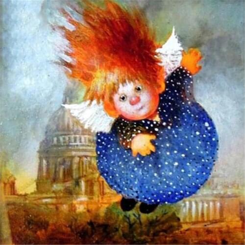 Angel Bee Flower Printed Water-Soluble Canvas 11CT Cross Stitch Complete Kit DIY Embroidery DMC Threads Needlework