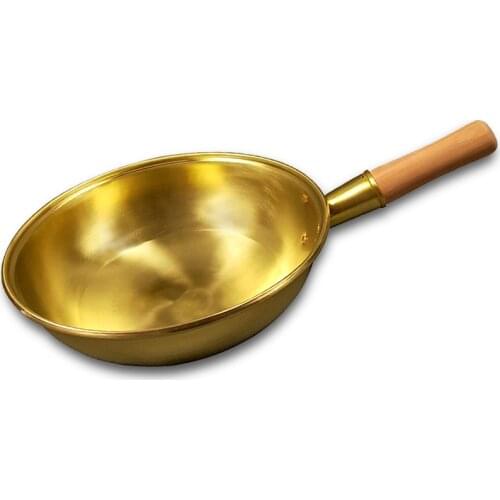 Pure Copper Wok Thick Wok With Wooden Handle 32cm Heat Conduction Quickly And Does Not Rust Kitchen Cookware