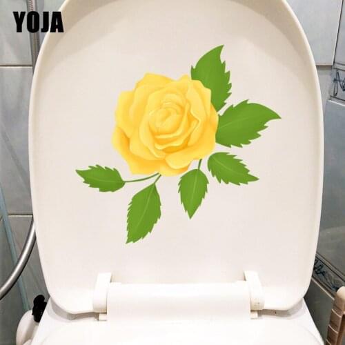 YOJA 21.8X21.1CM Yellow Rose Living Room Wall Decor Decal Fresh WC Toilet Sticker T1-1633