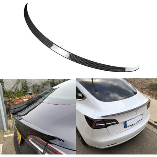 Rear Trunk Spoiler For Tesla Model 3 2017-2019 2020 2021 Rear Trunk Lip Carbon Fiber Glossy Black ABS Wing Spoiler Car Styling
