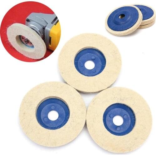3pcs 100mm 4inch Wool Buffing Grinding Wheel Felt Polishing Discs Pads Set Blue