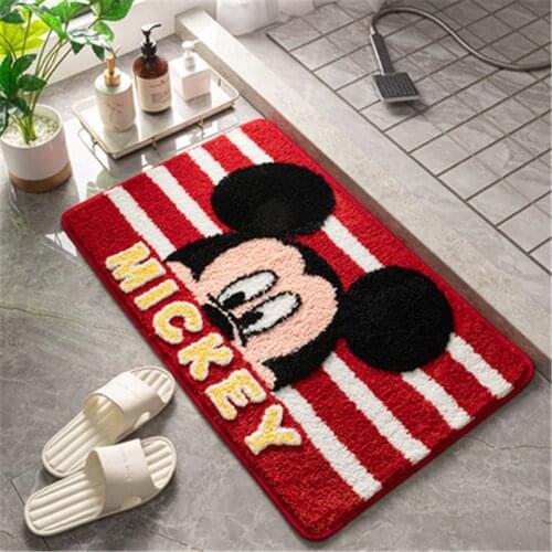 45x65cm Red Mickey Flocking Bathroom Mat Baby Play Mat Bedroom Entry Door Mat Home Cartoon Carpet Bathroom Mat