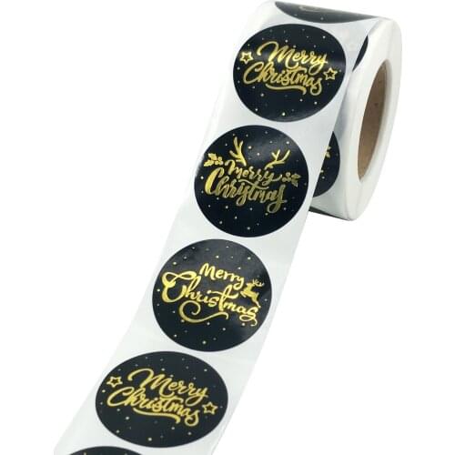 500pcs 1.5inch Christmas Gift Sealing Stickers Sealing self-adhesive Stickers Xmas Merry Christmas Party Gift Decor Labels