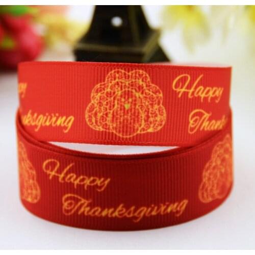 7/8'' 22mm,1" 25mm,1-1/2" 38mm,3" 75mm Thanksgiving Printed grosgrain ribbon party decoration 10 Yards X-00542