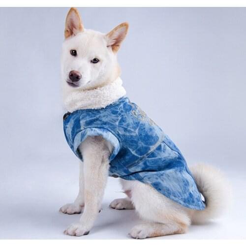 9 Size Pet Dog Clothes Jean Jacket Soft Big Dogs Warm Thick Winter Coats New Small Large Dog Puppy Apparels Jumpsuit Hoodies Dog