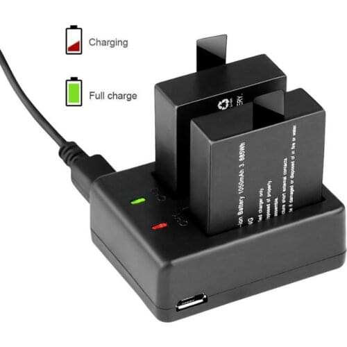 Battery and Dual USB Charger for Eken H9, H9r, H8, H8r, H8PRO, H3, H3r, GIT-LB101 Sports Action Camera