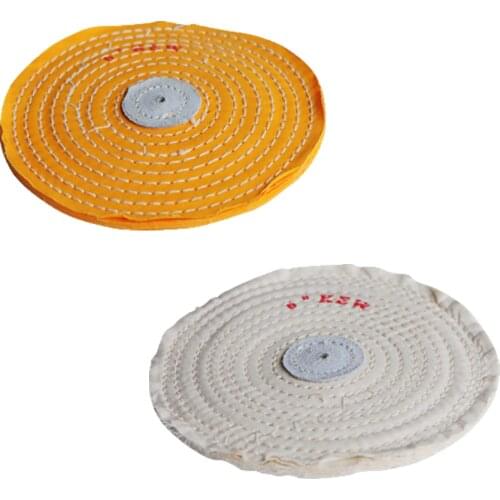 2pcs White and yellow Razor Edge Buff 6" dia Cotton Buff wheel knife Edge for polishing tools abrasive tools