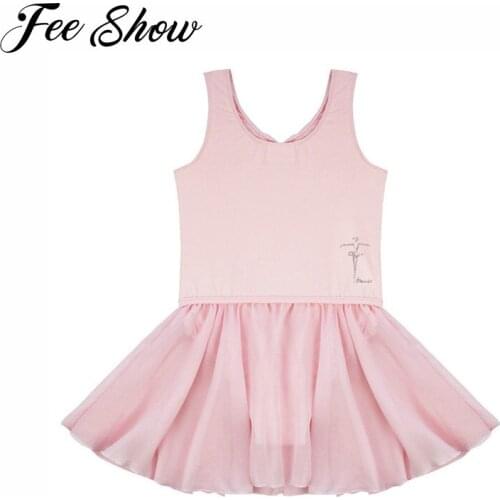 New Girls Ballet Skirt For Children Pink Black Toddler Girls Sleeveless Shiny Ballet Dance Costume Leotard Skirt 2-14 Y