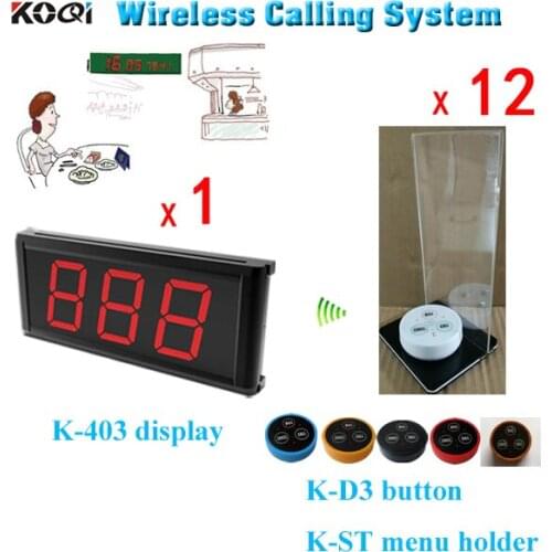 Wireless Calling Bell System Best Price Service Waiter Calling Bell Wireless Paging K-403+K-D3-White+K-ST-Black For Restaurants