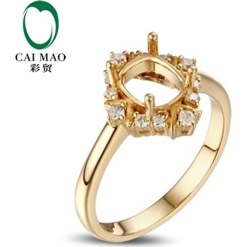 CaiMao Cushion cut Semi Mount Ring Settings & 0.22ct Diamond 18k Yellow Gold Gemstone Engagement Ring Fine Jewelry