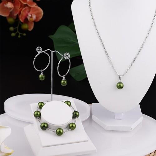 Fastness SilverSets Jewelry Hawaiian Fashion Colorful Pearl Polynesian Nacklace Hoop Trendy Earrings Bracelet for Women Girls