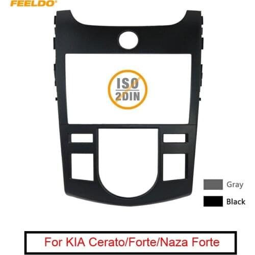 FEELDO Gray/Black Car Radio Fascia Frame For KIA Forte(09-12)/Cerato(09-12)/Naza Forte Auto AC Dashboard Panel Trim OEM 2DIN