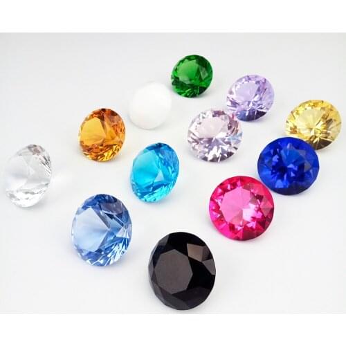Crystal Diamond Paperweight Nine Colors Single Face Glass Diamond Feng Shui Pendants Wedding Favor Table Decor