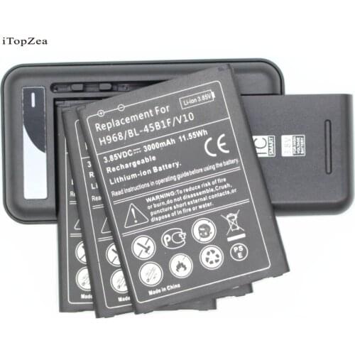 ITopZea 3x3000mAh BL-45B1F Replacement Battery +Universal USB Wall charger For LG V10 H968 H961N H900 H901 VS990 F600 F600L