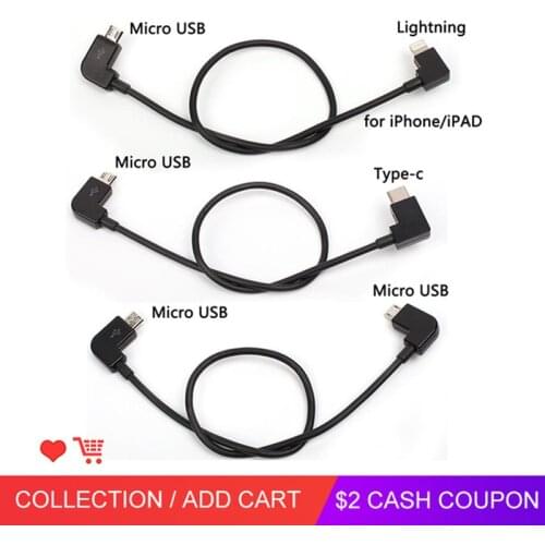 Data Cable For DJI Spark/MAVIC Pro/Mavic 2 Air Control Micro USB to Lighting/type C/Micro USB line for IPhone For Pad For xiaomi