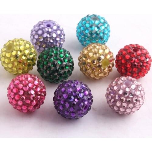 Kwoi vita colorful 12mm 20mm choose color Resin Rhinestone Ball Beads for Chunky Jewelry Making