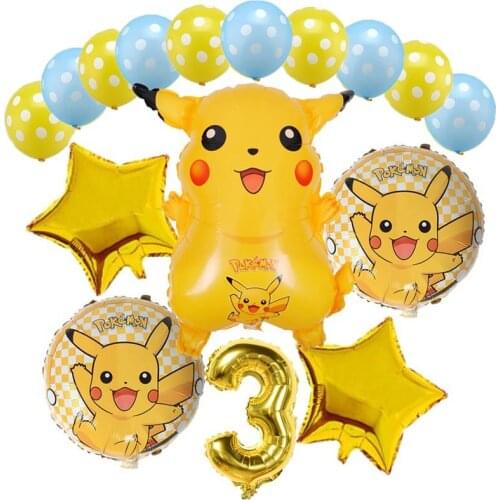 Pokemon Pikachu Balloon Birthday Party Decoration Set Cartoon Animal Pocket Elf Aluminum Film Balloon Party Decoration