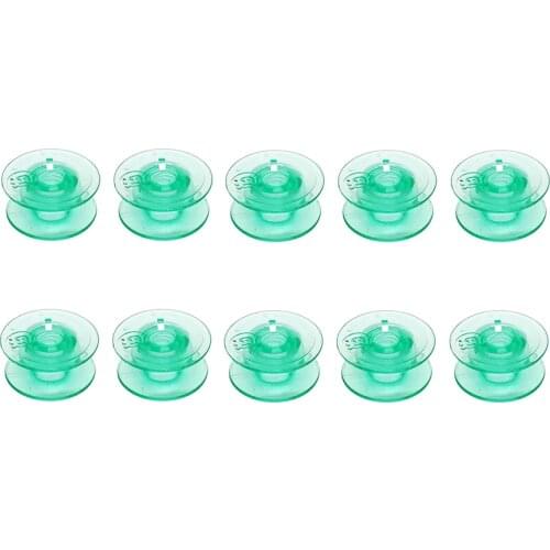10PCS Green Plastic Sewing Machine Bobbins Set #4131825-45 for Husqvarna Viking White with Thread Hole