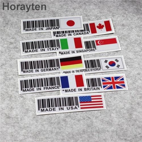 Car Styling Decals Reflective Made In Japan Canada Germany Italy USA Korea France National Flag Sticker 15x4.1cm