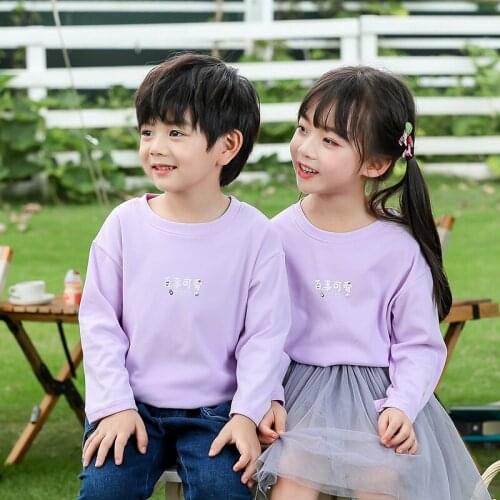 New Toddler Girls Fall Clothes 2021 Casual Toddler Tops Shirts Girls & Boys 2-13 Years Purple Color Children Long Sleeve Clothes