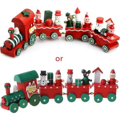 Charming Cute 4 Piece Wooden Christmas Santa Tree Train Ornament Decor Gift New