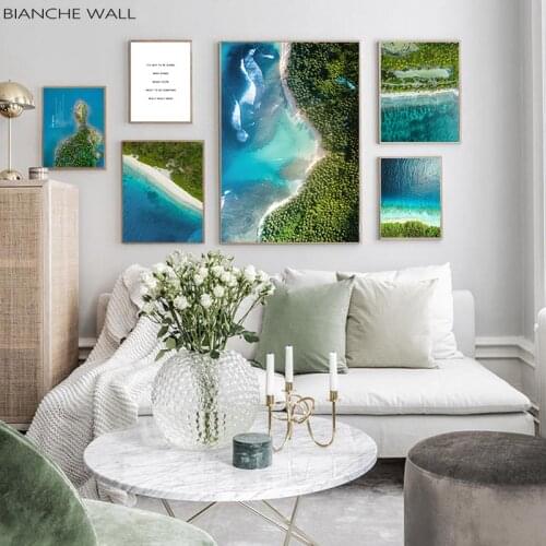 Ocean Forest Beach Island Canvas Poster Nature Landscape Wall Art Print Painting Nordic Style Modern Modern Living Room Decor