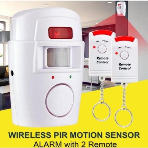 PIR Motion Sensor Alarm Wireless Home Garage Caravan 2 Remote Controls Security PIR Motion Detectors for Home Caravans