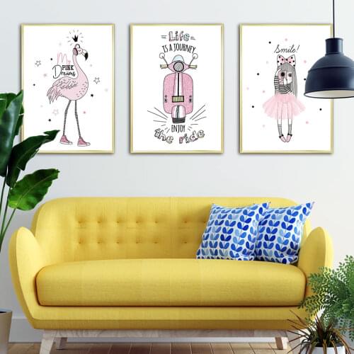 Lovely Ballet Girl Nordic Poster Kids Wall Art Nature Canvas Painting Wall Art Pictures For Living Room Modern Decorative Prins