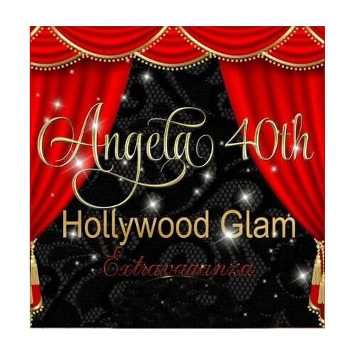 Custom Hollywood Glitz And Glam 40th 50th Birthday Black Lace Curtains Sparkly backdrop Computer print party background