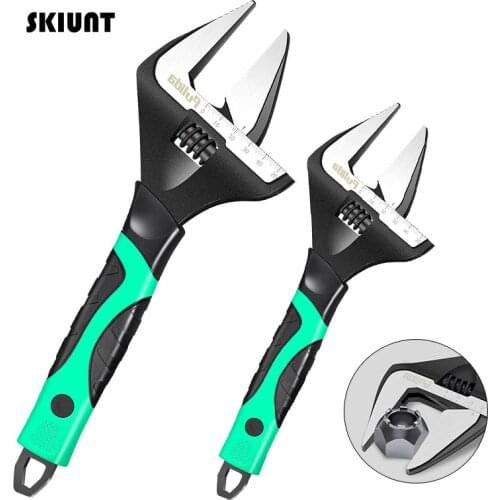 SKIUNT Adjustable Wrench Universal Large Open End Bathroom Spanner CR-V Multi-function Key Household Plumbing Repair Hand Tools